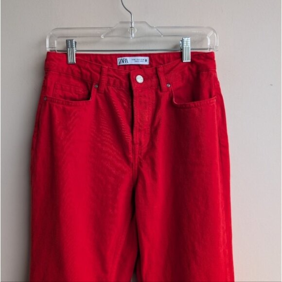 Zara red straight leg jeans - Picture 3 of 6